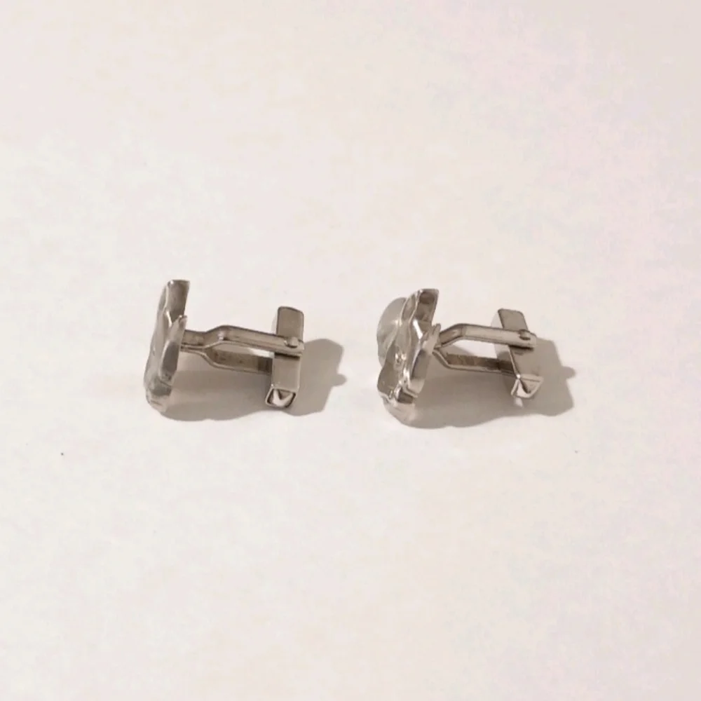 VTG Swank Boxer Dog Cufflinks Silver Tone MCM Groom Groomsmen Dog Dad Gift